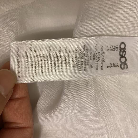 Y2K 2000s ASOS White PlissePleated Women6 Sweetheart Strap Sleeve Midi Anglecore - Picture 5 of 11